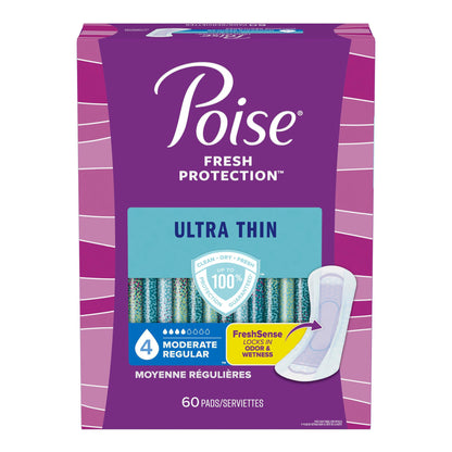 PAD, POISE ULTRA THIN MODERATEABSRB REG (60/PK 3PK/CS)