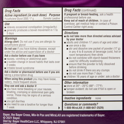 MIRALAX SACHET, PWD 17GM (24/BX) 9SCHRN