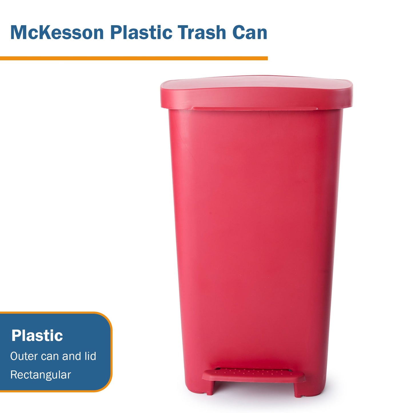 WASTECAN, STEP-ON RECTNGL PLASRED 52QT