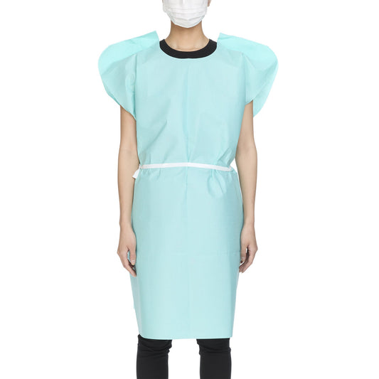 GOWN, EXAM T/P/T F/B OPN TEAL 30X42 (50/CS)