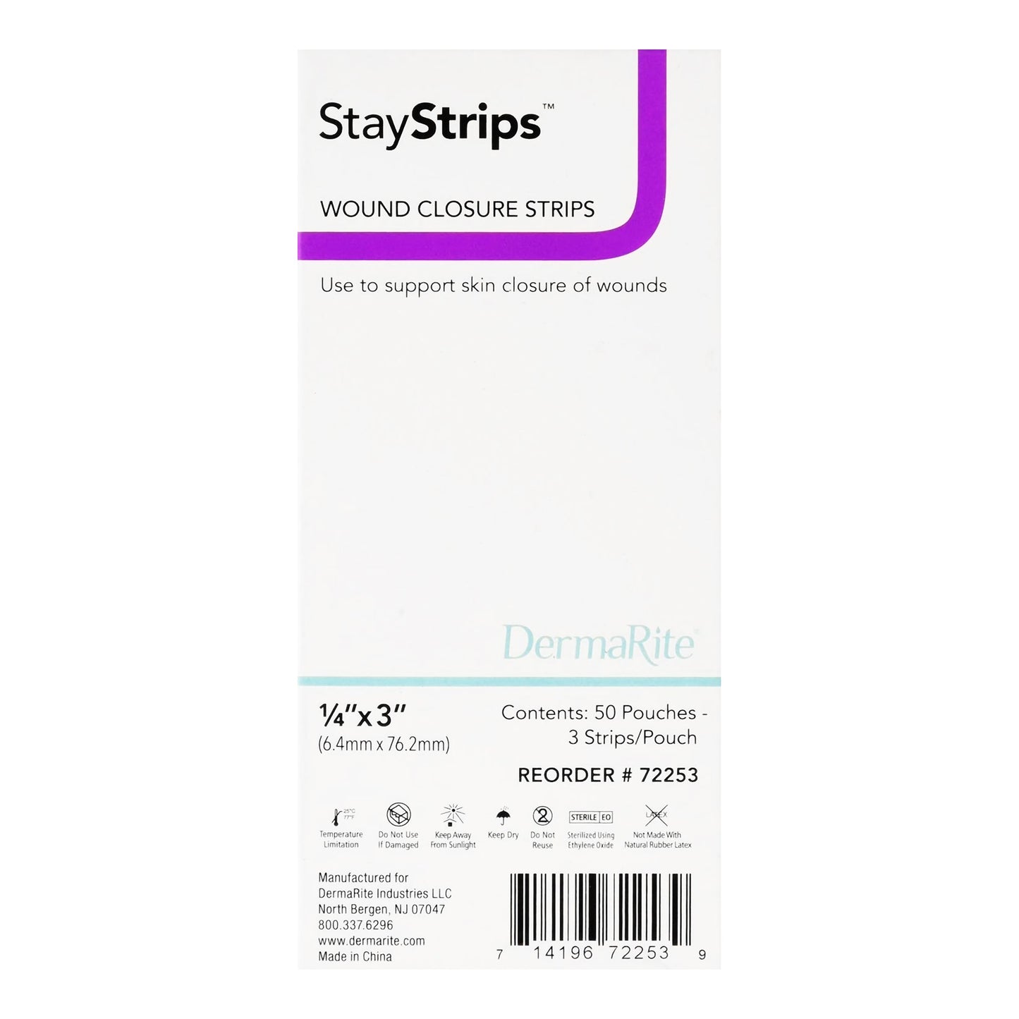 STRIPS, WOUND CLOSURE STAY STRIPS .25"X3" (50/BX)