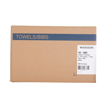 TOWEL, PRO 3PLY/POLY WHT 13X18(500/CS)