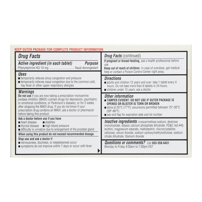 NASAL DECONGESTANT PE, TAB FT SM 10MG (36/BT)
