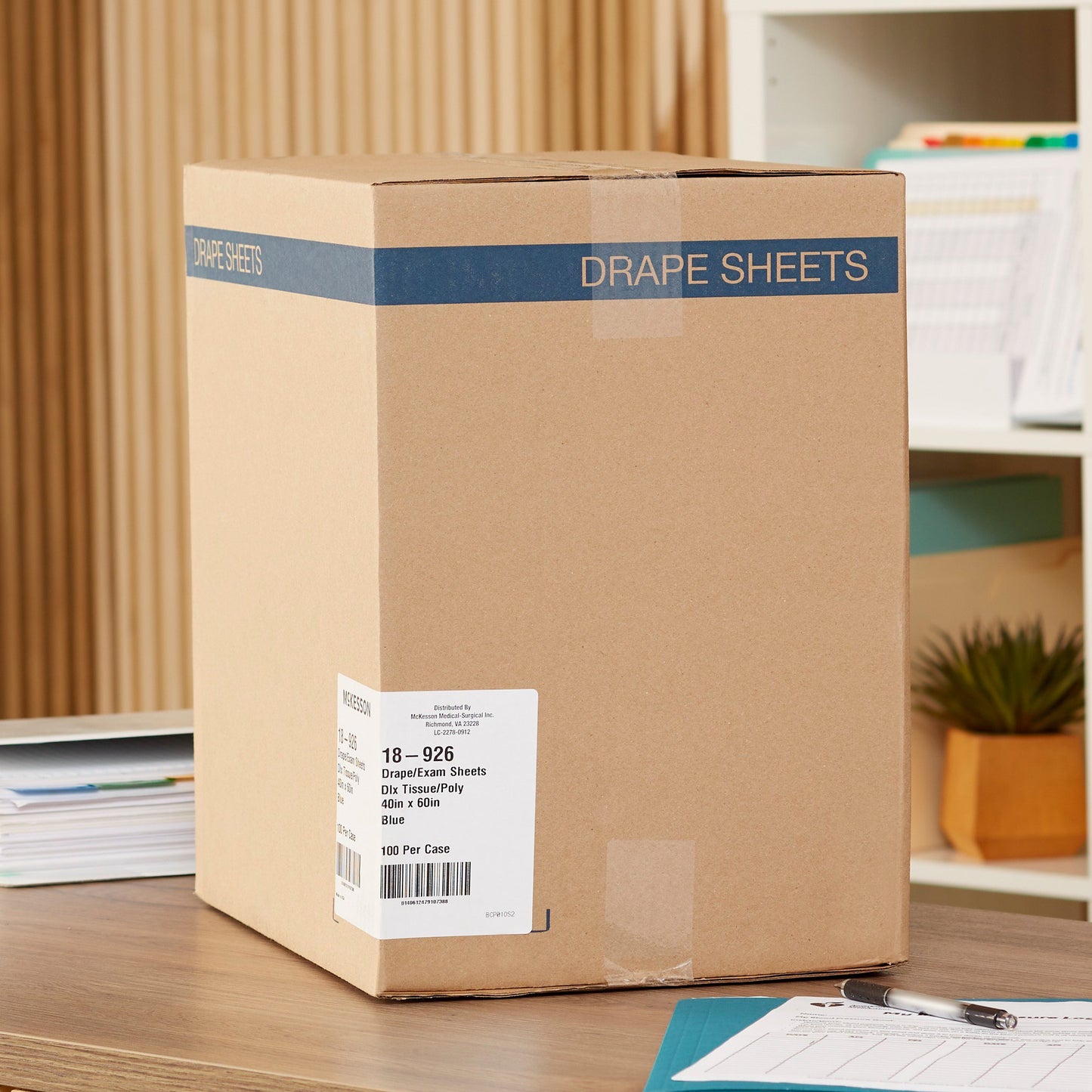 SHEET, DRAPE TISSUE/POLY BLU 40X60 (100/CS)
