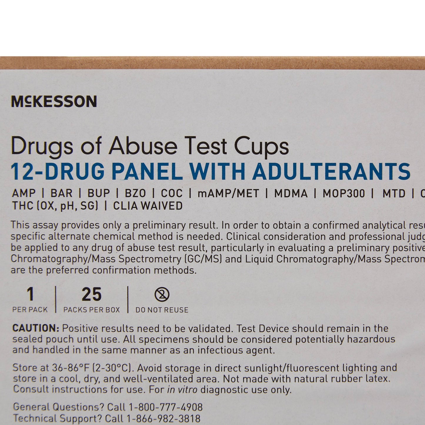 TEST KIT, DRUG SCREEN 12PANEL CUP W/BUP WAIVE (25/BX 4BX/CS)