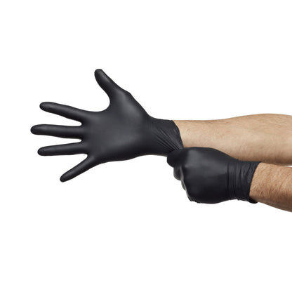 GLOVE, EXAM NTRL MED N/S BLK (100/BX 10BX/CS)