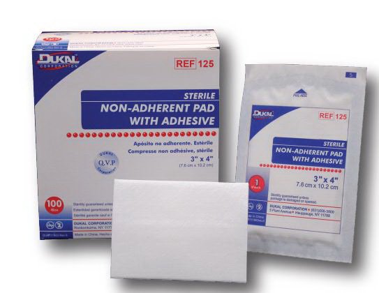 PAD, NON ADHERENT W/ADH 2X 3" (100/BX 24BX/CS)