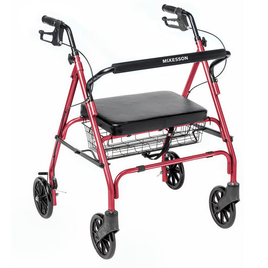 ROLLATOR, BARIATRIC FLDING STEEL 8" WHEELS RED 500LB (1/CS)