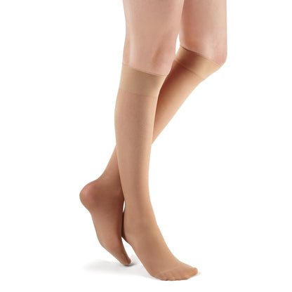 STOCKING, COMPRESSION ULTRA SHEER KNEE-HI NUDE MED (12PR/BX)