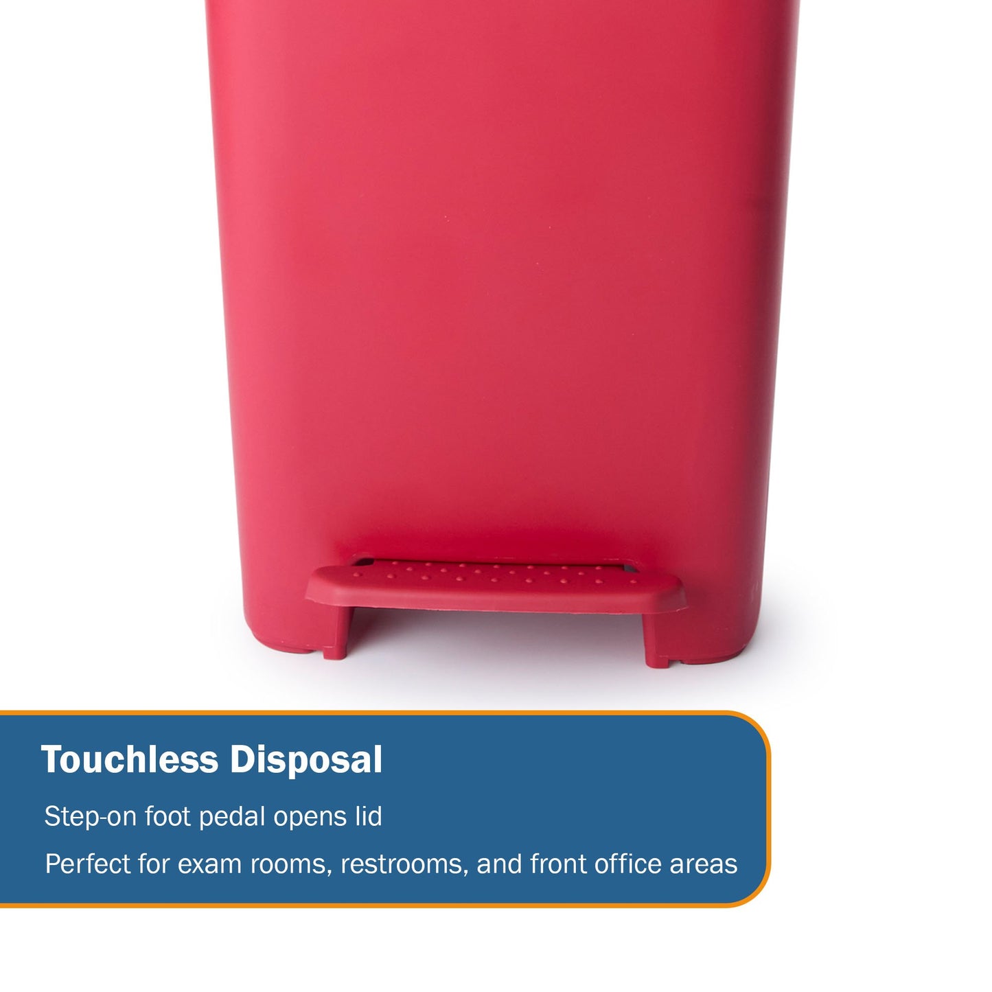 WASTECAN, STEP-ON RECTNGL PLASRED 52QT