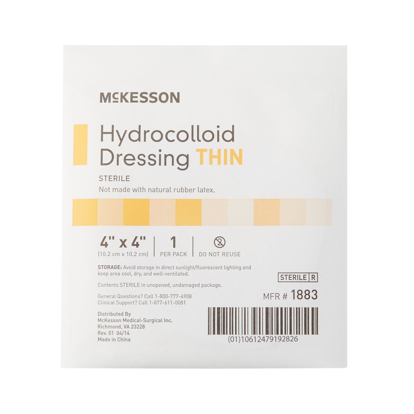 DRESSING, HYDROCOLLOID THIN STR 4"X4" (10/BX 20BX/