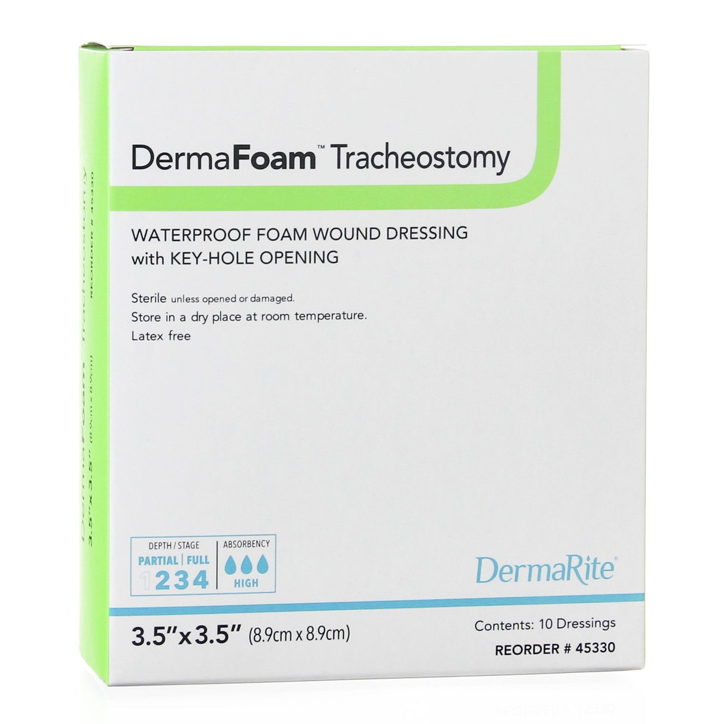 DRESSING, WND DERMA FM STR WATERPRF 3.5"X3.5" (10/BX)