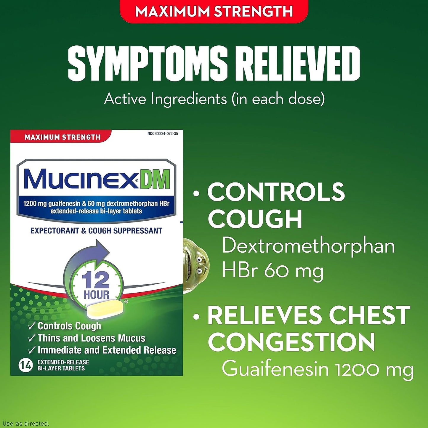 MUCINEX DM, TAB MAX STRNTH 1200-60MG (14/BX)