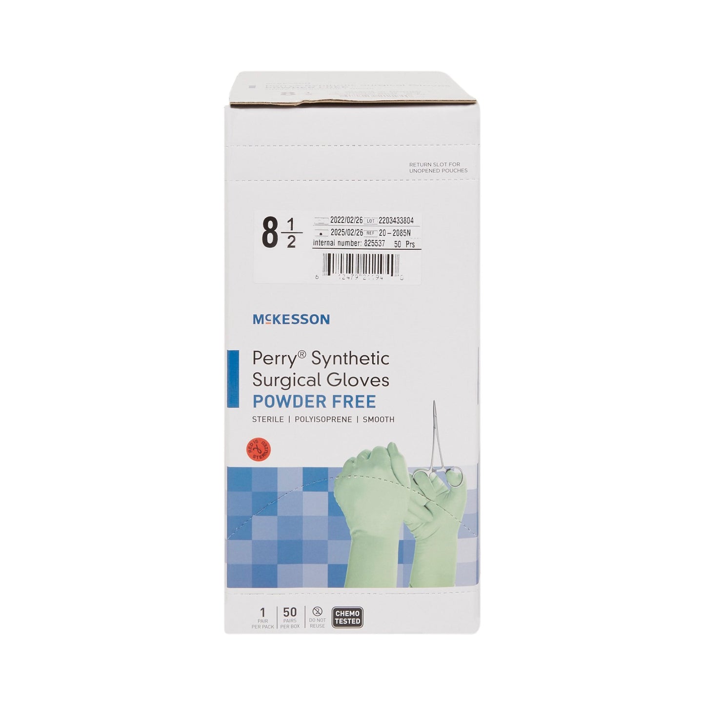 GLOVE, SURG PLYISO 8.5 STR2 SMTH CHEMO (50PR/BX 4BX/CS)