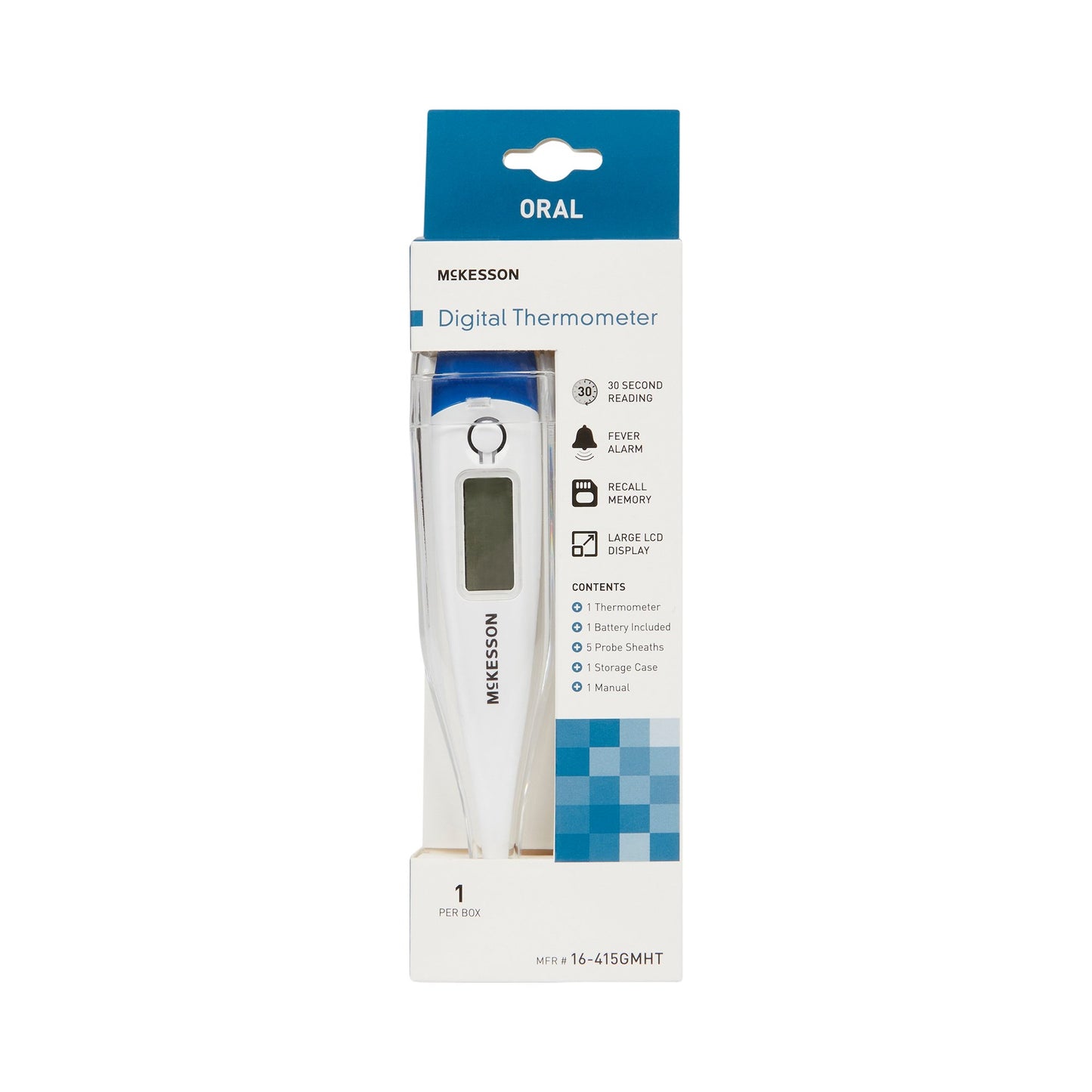 THERMOMETER, DIG ORAL RIGID TIP 30SEC W/LG DISPLAY (20/CS)