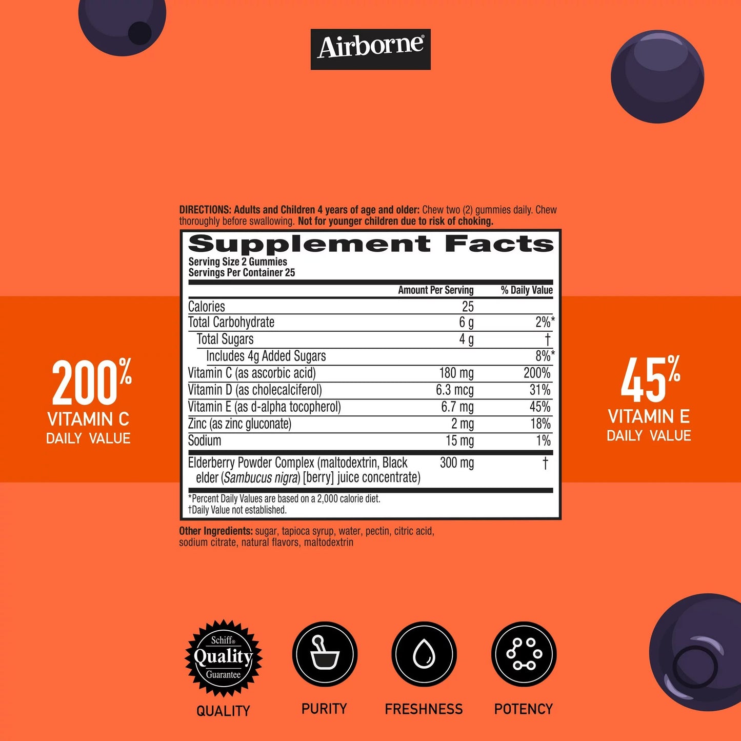AIRBORNE, GUMMIES ELDERBERRY (50/BT)