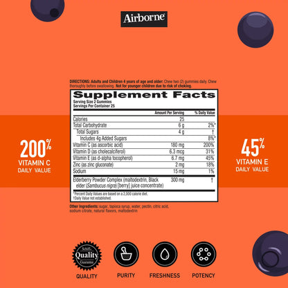 AIRBORNE, GUMMIES ELDERBERRY (50/BT)