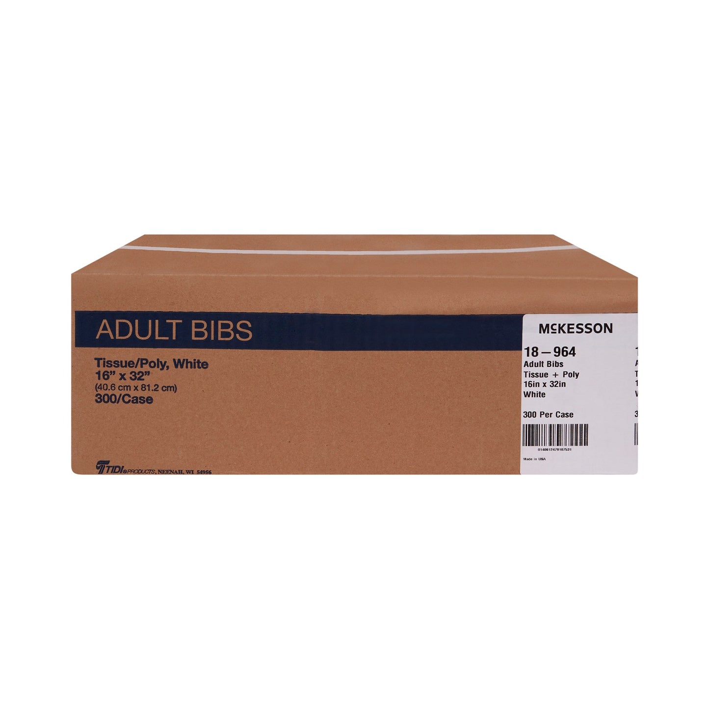 BIB, T/P WHT ADLT 16X32 (300/CS)