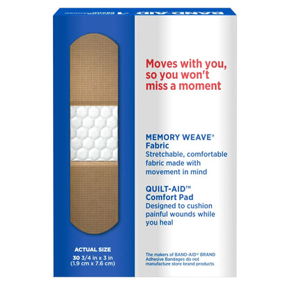 BANDAGE, ADH BAND-AID FLEX FABRIC 0.75"X3" (30/BX)