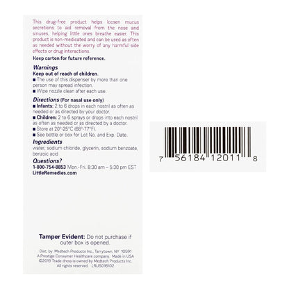 LITTLE REMEDIES SALINE, SPR/DRP 0.65% 1OZ