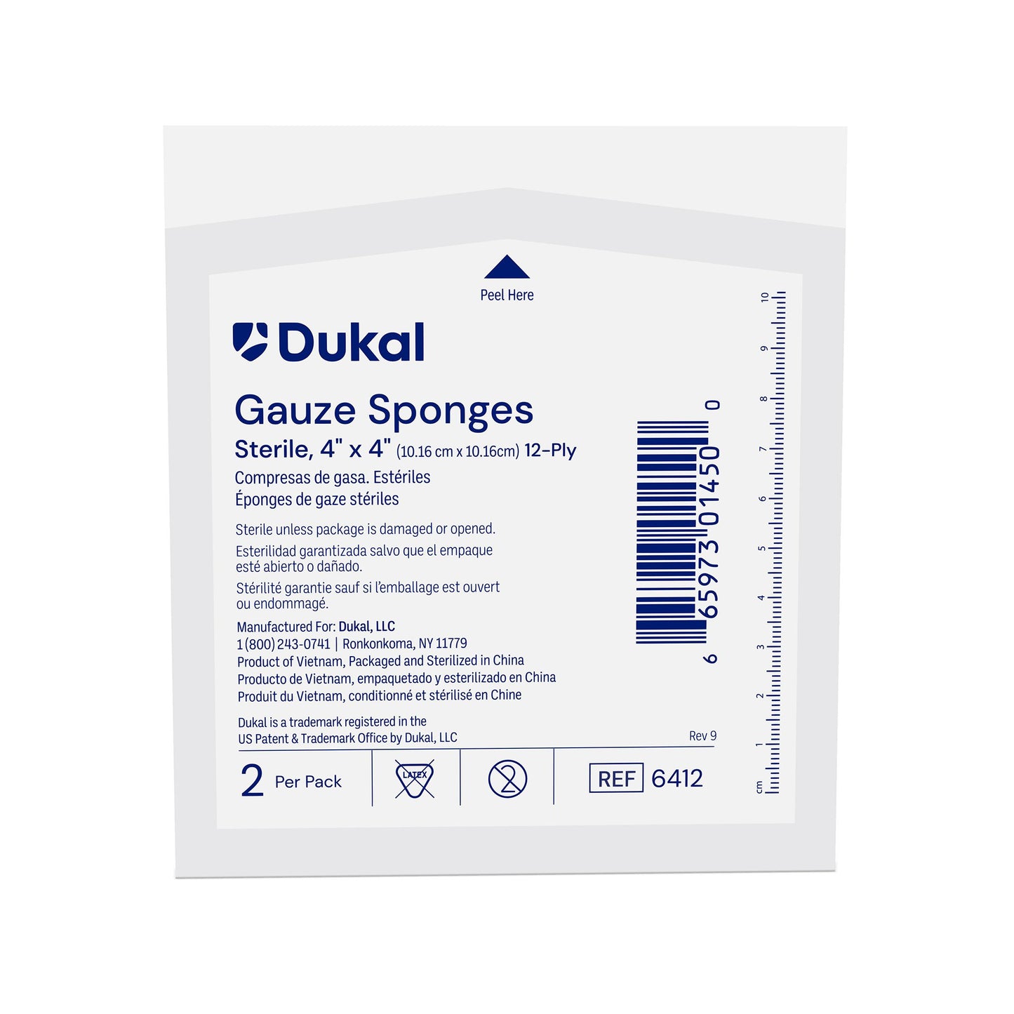SPONGE, GAUZE 12PLY STR 4"X4" (2/PK 25PK/BX)