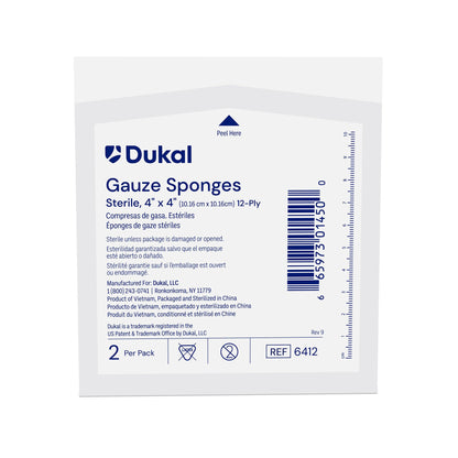 SPONGE, GAUZE 12PLY STR 4"X4" (2/PK 25PK/BX)