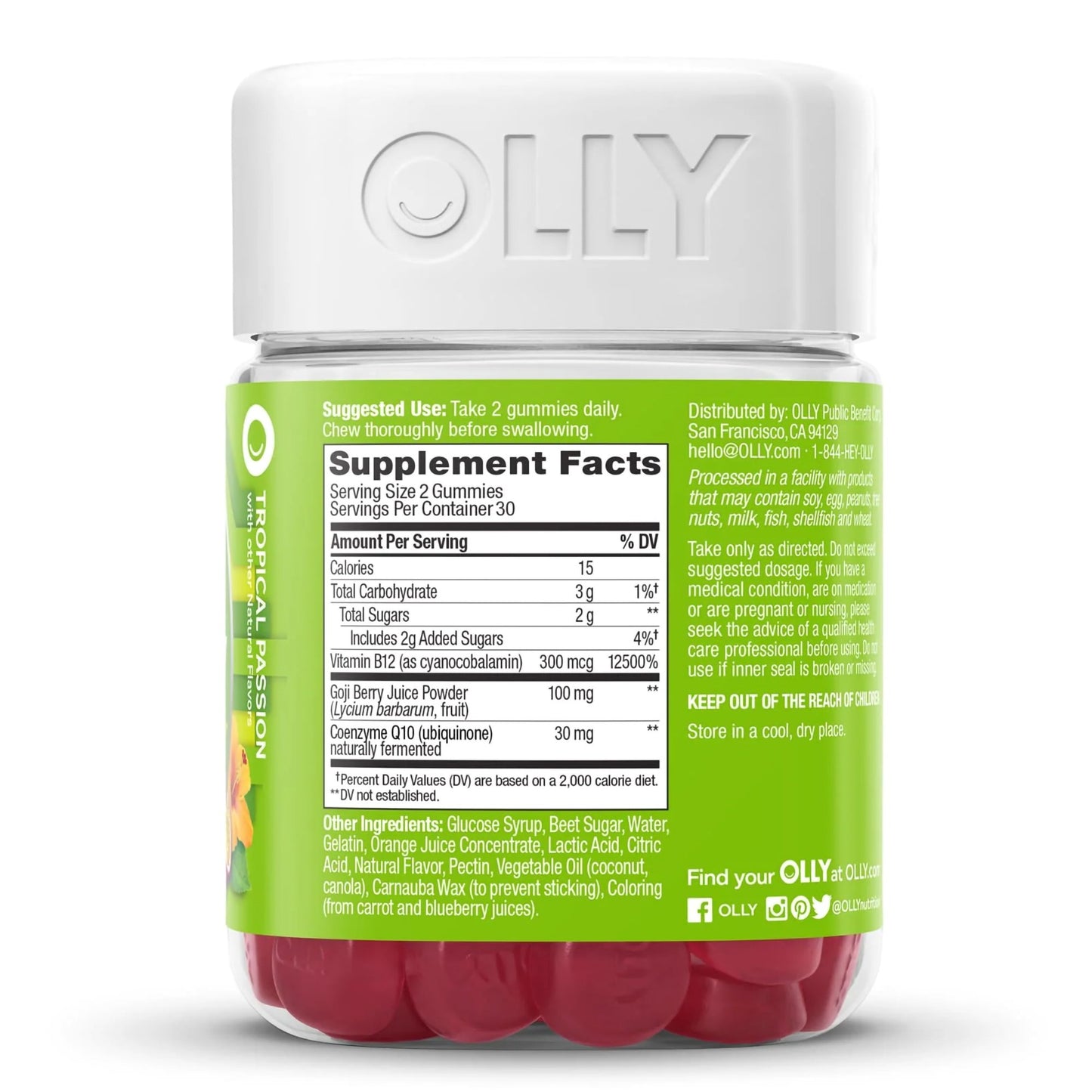 OLLY, GUMMY DAILY ENERGY TROPICAL PASSION (60/BT)