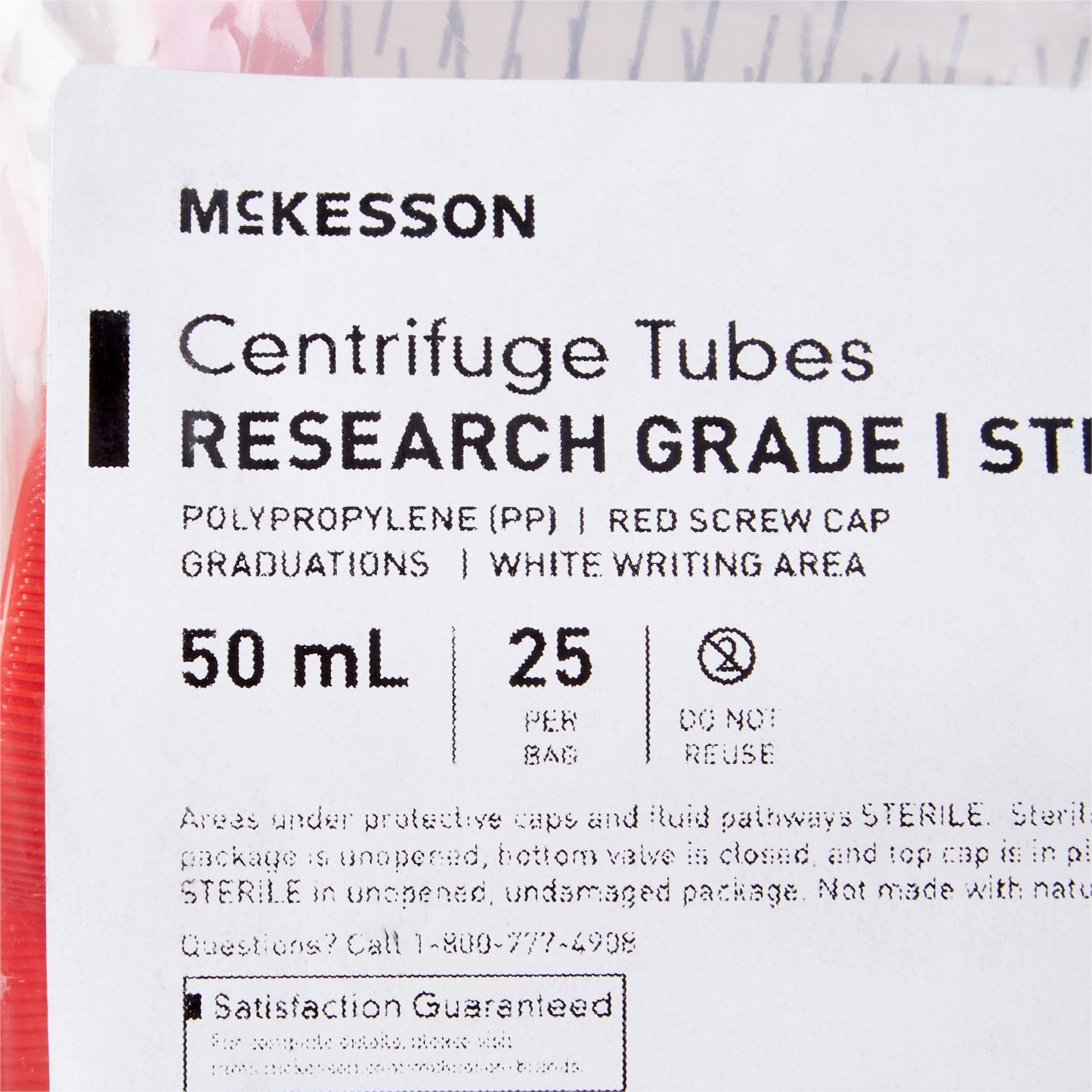 TUBE, CENTRIFUGE W/SCREW CAP STR RED 50ML (25/BG 20BG/CS)