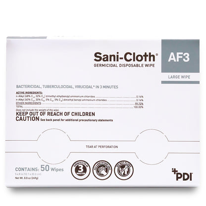 WIPE, DRY SANI-CLOTH AF3 LG 5X8 INDIVIDUAL PACK (50/BX 10BX)