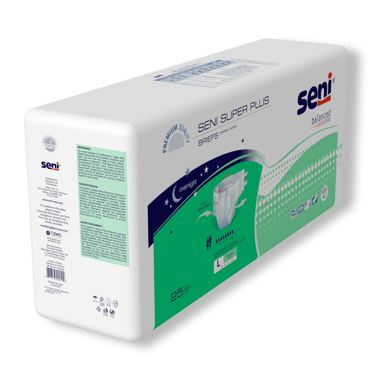 BRIEF, INCONT SENI SUPER PLUS LG 45-59" (25/PK 3PK/CS)