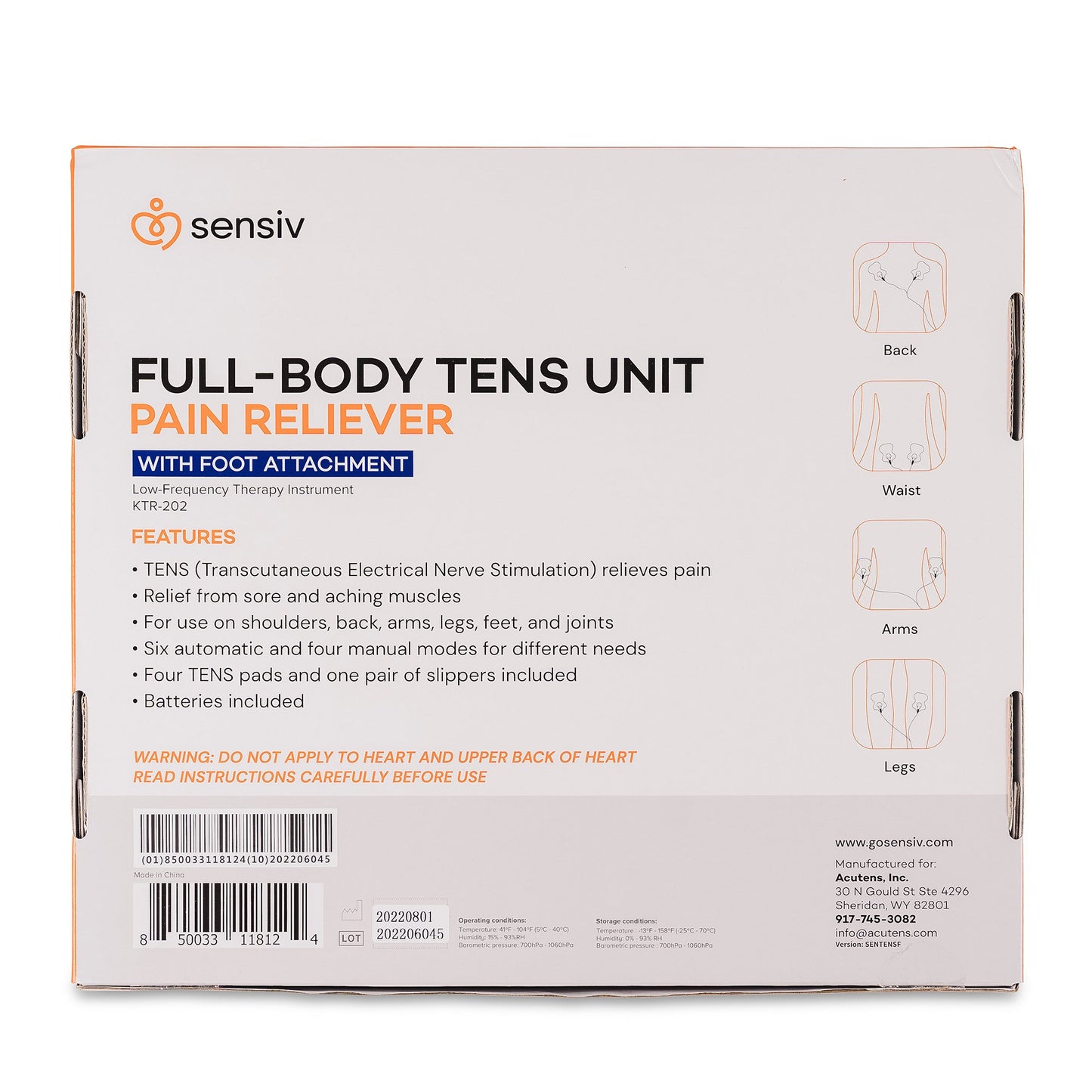 TENS UNIT, FULL BODY SENSIV W/FT ATTACHMENT PAIN RELIEF (10/