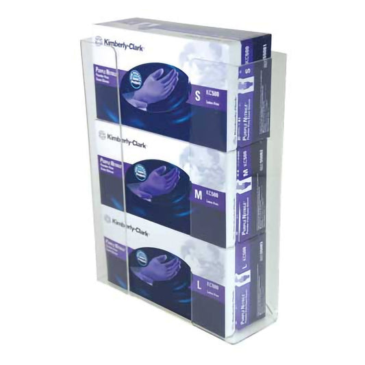 HOLDER, GLOVE BOX TRIPLE ACRYLIC CLR 11"X14.5"X3.5" (5EA/CS)