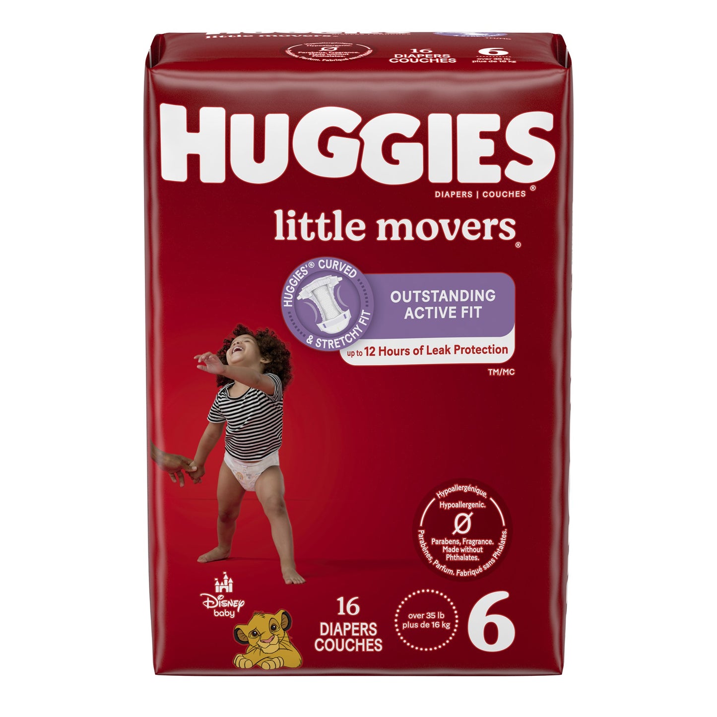 DIAPER, HUGGIES LITTLE MOVERS JUMBO SZ6 (16/PK 4PK/CS)