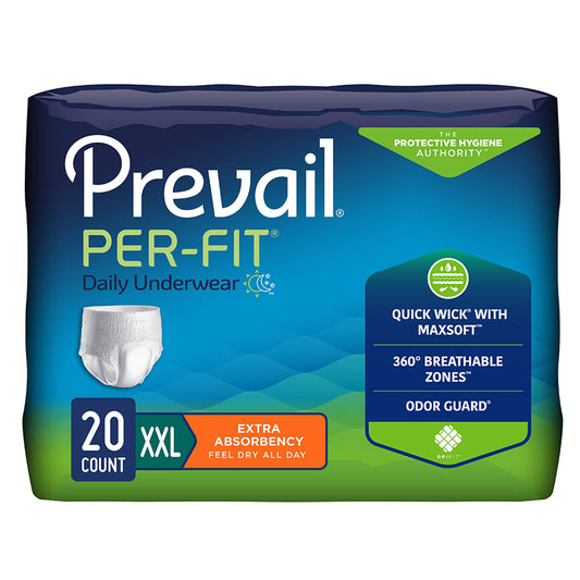 UNDERWEAR, PROTECTIVE PREVAIL PER-FIT XXLRG DISP(20/PK 4PK/C