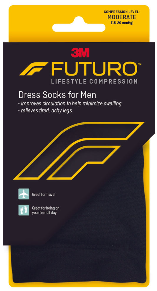 SOCKS, DRESS COMPRSN FUTURO BLK MENS LG/MED (12PR/BX)