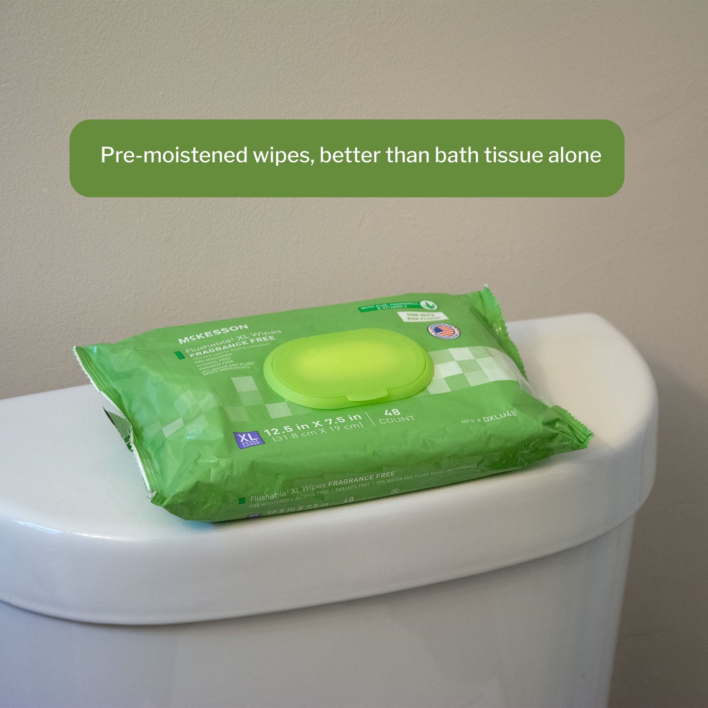 WIPE, WET FLUSHABLE XL UNSCNTDSFT PK W/LID (48/PK 12PK/CS)