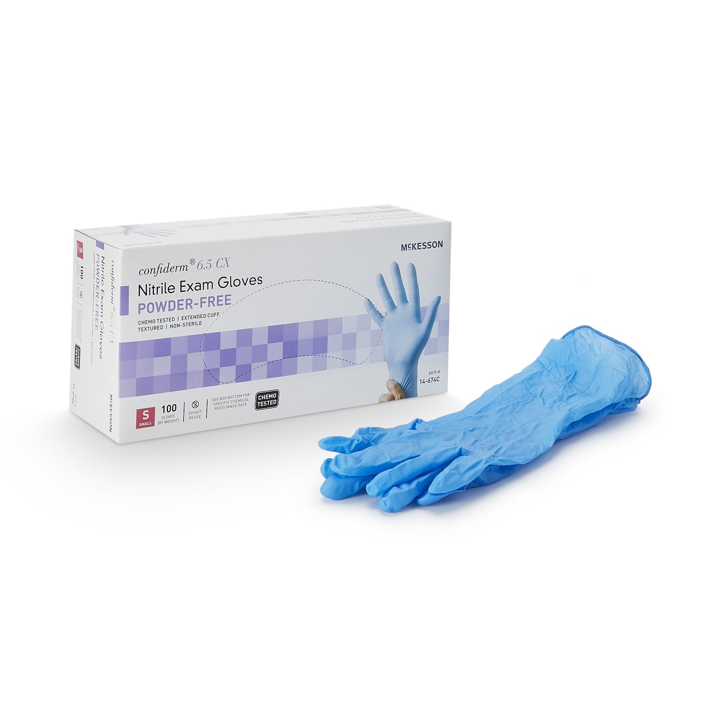 GLOVE, EXAM NTRL SM N/S EXTCF CHEMO 6.5CX (100/BX 10BX/CS)