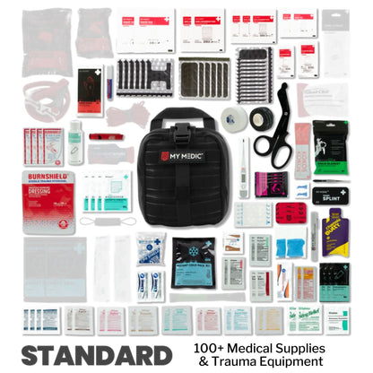 FIRST AID KIT, MYFAK STD 100PCNYLON BAG BLK 7.5X6.5X5"