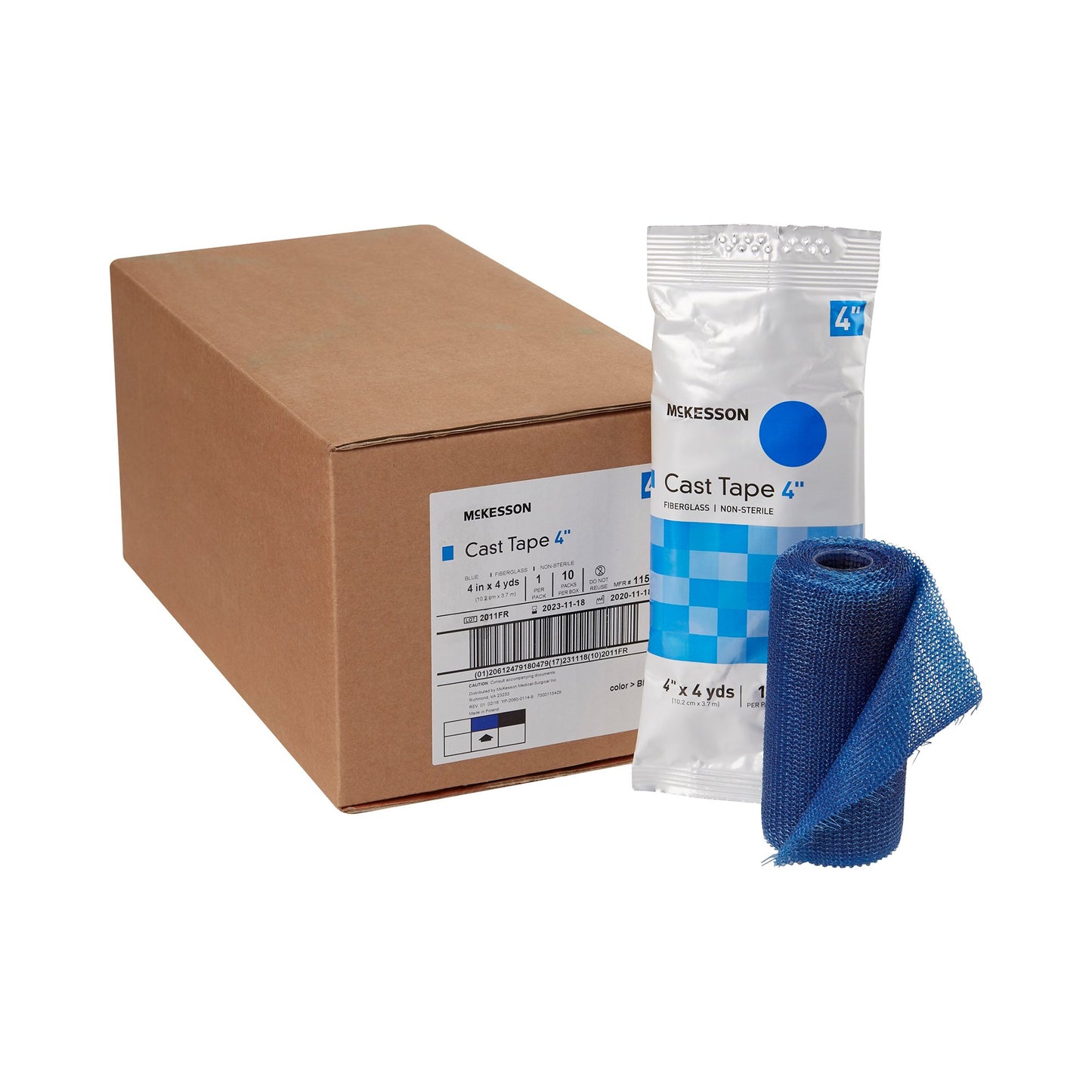 TAPE, CAST BLU LF 4"X4YDS (10RL/BX)