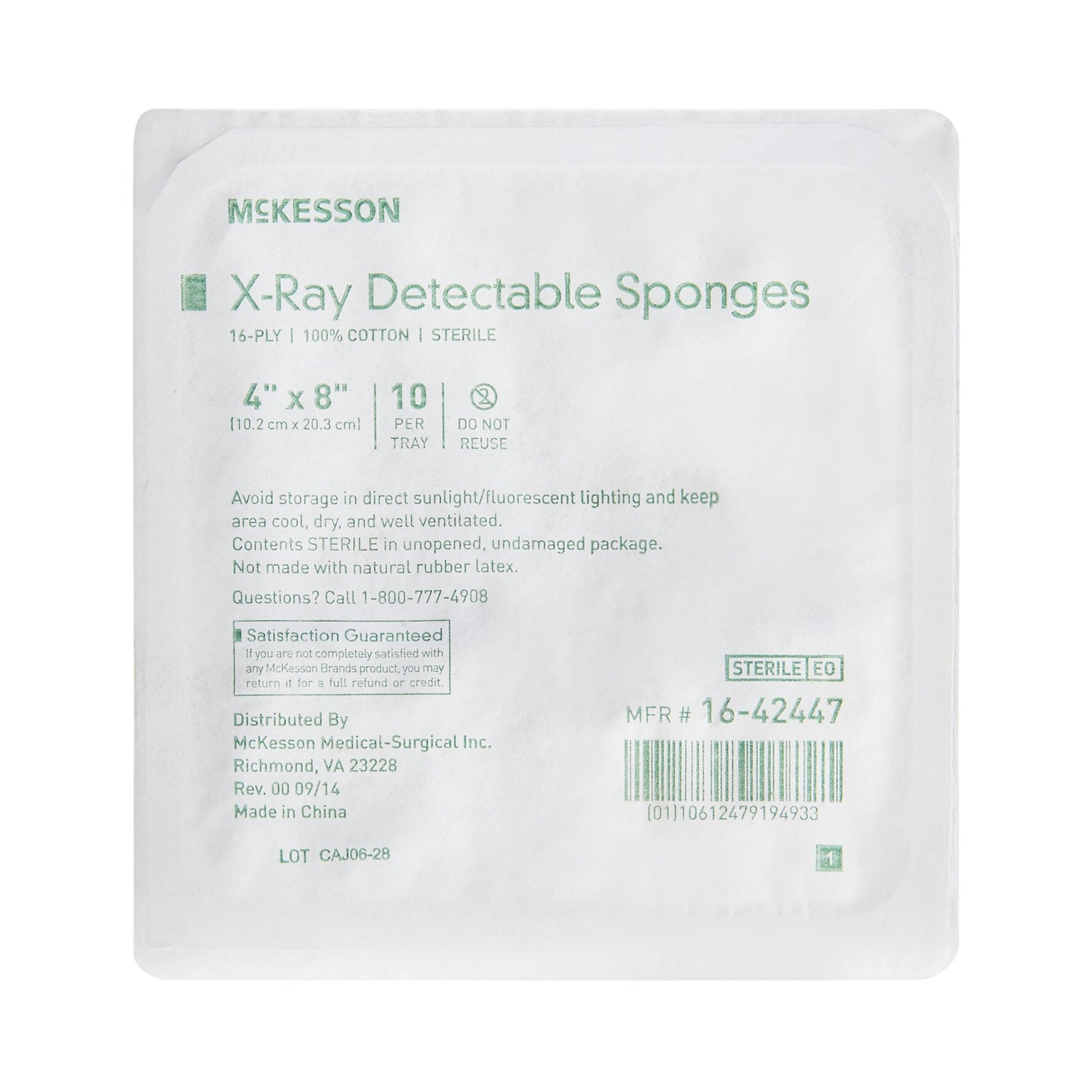 XRAY DET GAUZE 4X8X16P ST10S (10/TR 80TR/CS)
