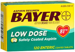 ASPIRIN, TAB LOW DOSE 81MG (120/BX)