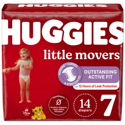 DIAPER, HUGGIES LITTLE MOVERS SZ7 (14/PK 4PK/CS)