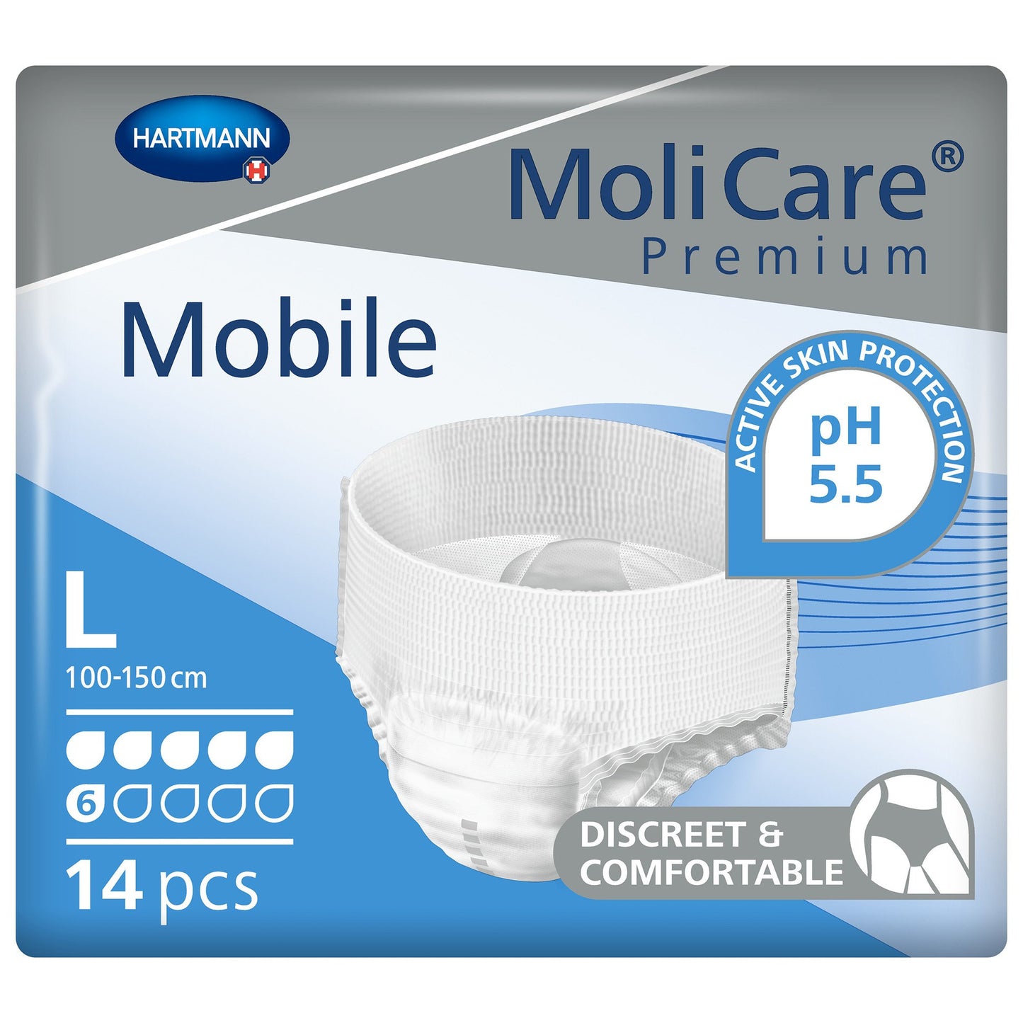 BRIEF, INCONT MOLICARE MOBILE HEAVY LG 39"-59" (14/BG 4BG/CS