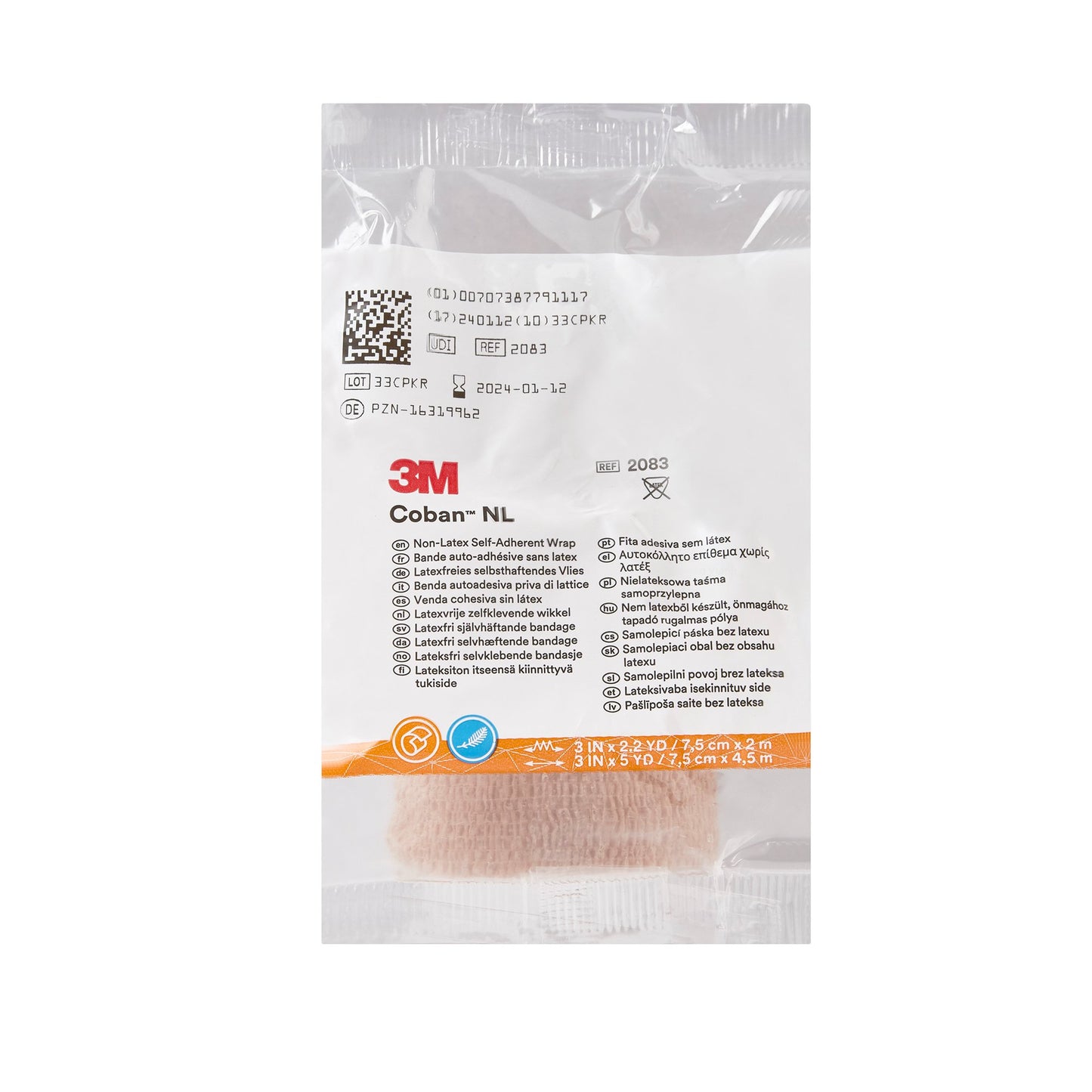 BANDAGE, COBAN LF 3"X5YDS (24RL/CS) 3M