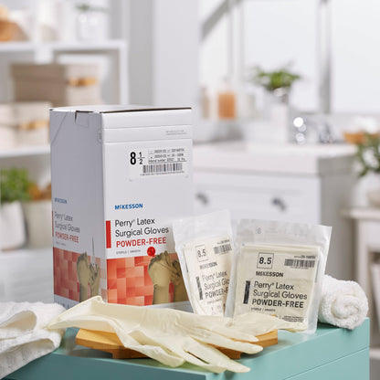 GLOVE, SURG LTX 8.5 STR2 SMTH (50PR/BX 4BX/CS)