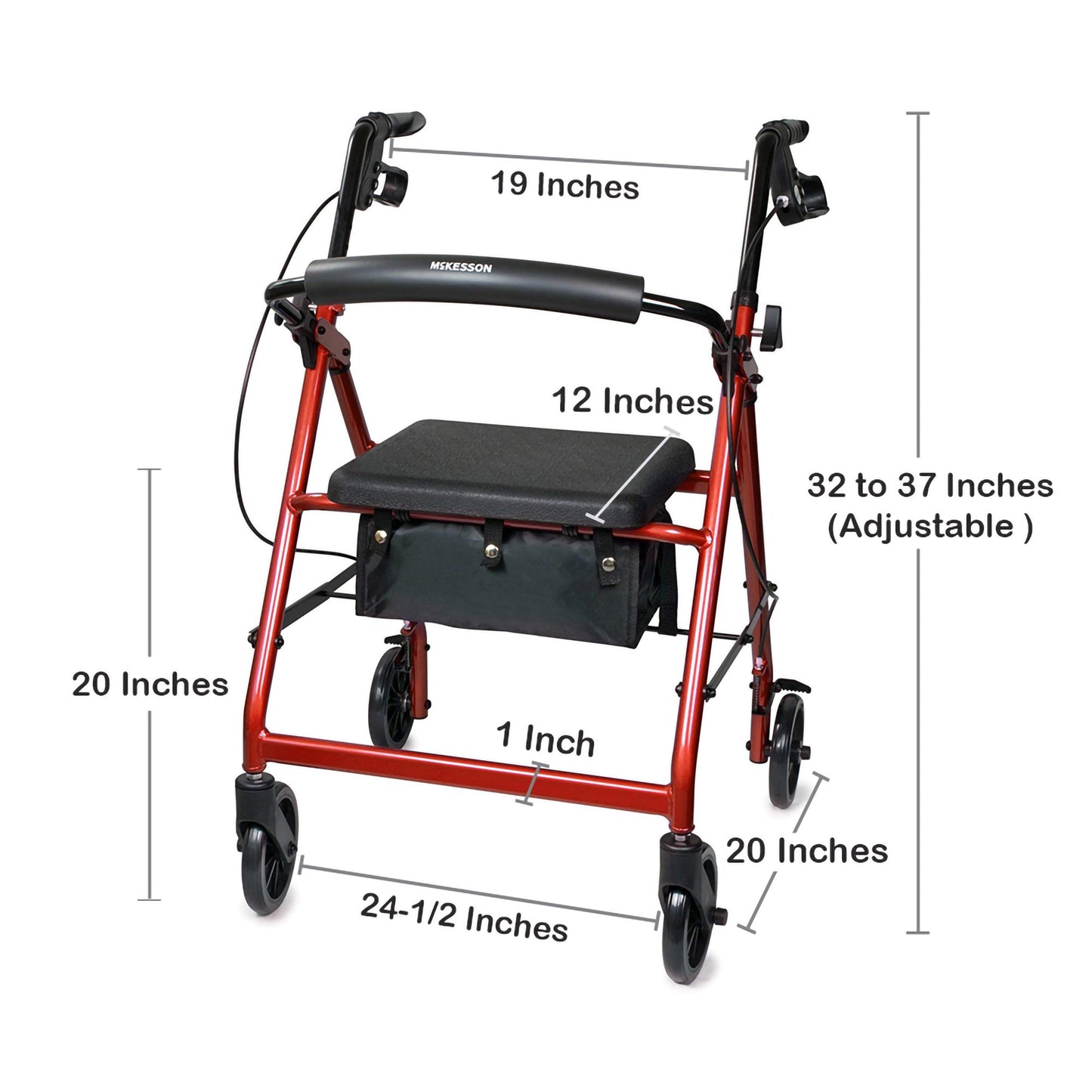 WALKER, ROLLATOR LTWT FOLDING ALUM W/6" WHLS RED 300LB