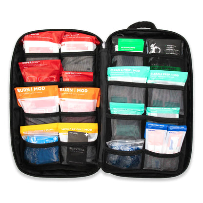 FIRST AID KIT, MYFAK LG STD 200PC NYLON BG BLK 14X8.75X6"