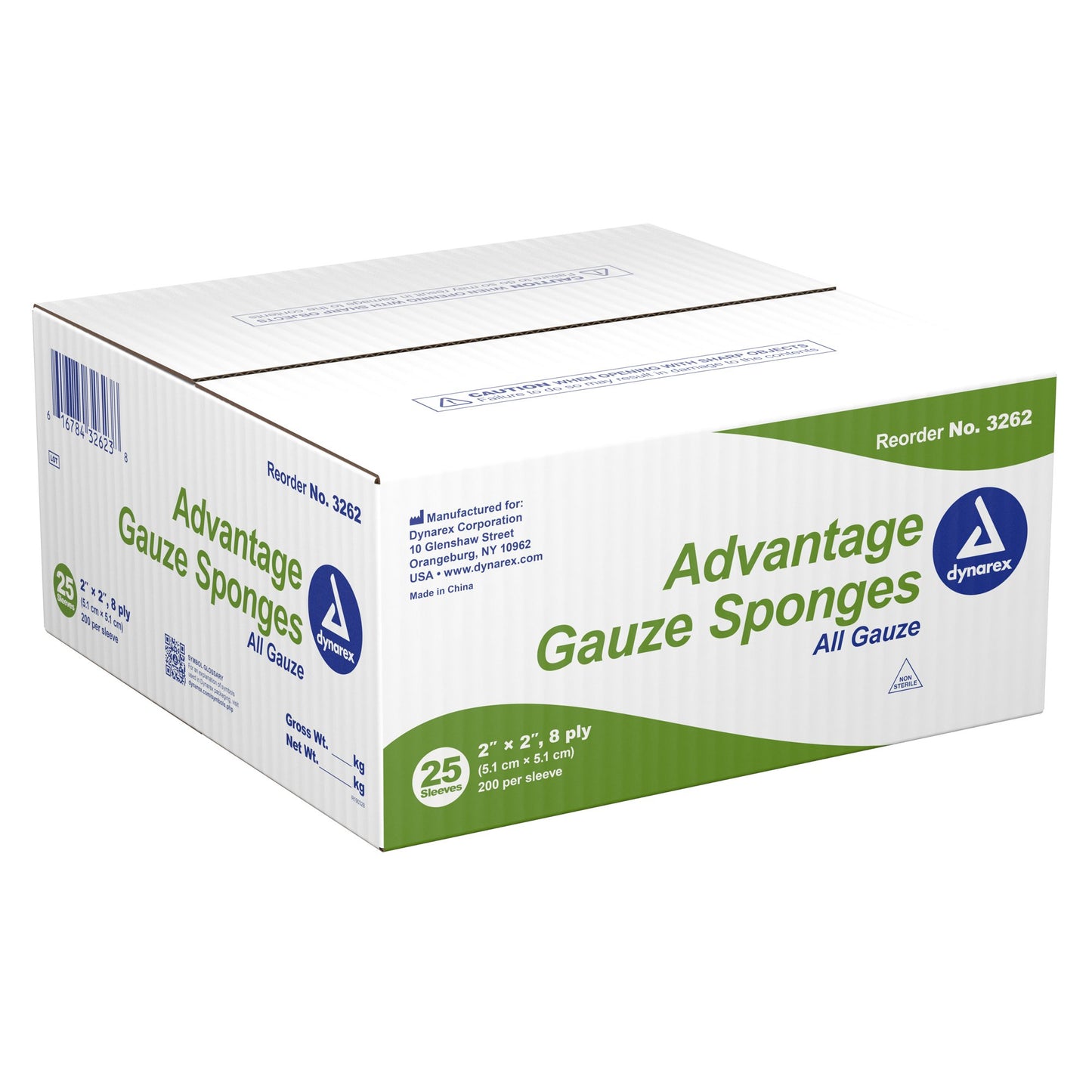 GAUZE, SPONGE N/S LF 8PLY 2"X 2" (200/PK 25PK/CS)