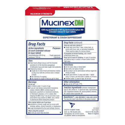 MUCINEX DM, TAB MAX STRNTH 1200-60MG (14/BX)