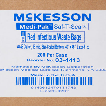 BAG, BIOHAZ RED 40X46 40-45GL 17MIC .66MIL (200/CS)